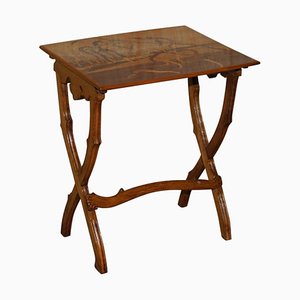 Wood Table with Woodland Scene by Emile Gallé