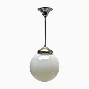 Pendant Stem Lamp with Opaline Shade from Phillips, Netherlands, 1930s