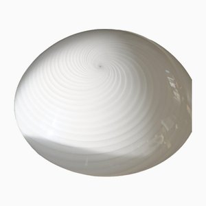 Vintage Murano White Swirl Ceiling Lamp, 1970s