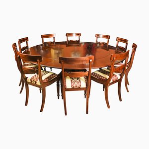 Table de Salle à Manger Jupe du 20ème Siècle attribuée à William Tillman & Chairs, 1980s, Set de 11