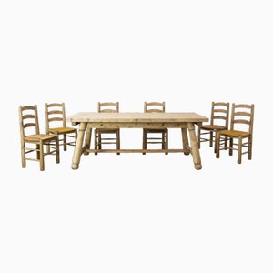 Brutalist Table & Chairs by Georges Robert, Set of 7