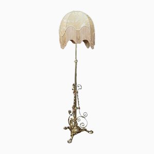 Late 19th Century Arts and Crafts Adjustable Brass Standard Lamp, 1890s