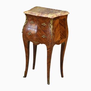 French Veneer Bedside Cabinet with Marble Top