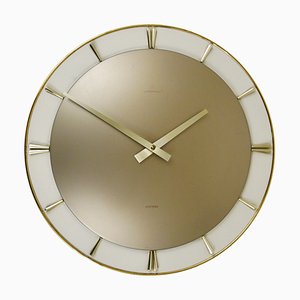 Large Brass Wall Clock from Junghans, Germany, 1950s