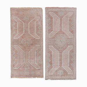 Small Handmade Distressed Oushak Rugs, Set of 2