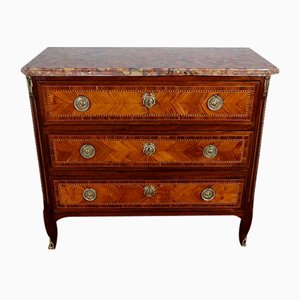 Small 18th Century Louis XVI Chest of Drawers in Precious Wood Marquetry by C-M. Magnien