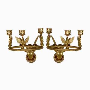 Early 19th Century Empire Gilt Bronze Candle Sconces, Set of 2