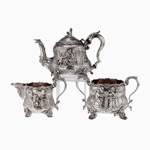 Set da tè vittoriano in argento di E Farrell, 1838, set di 3