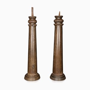 19th Century Indian Handcarved Architectural Columns, 1860s, Set of 2