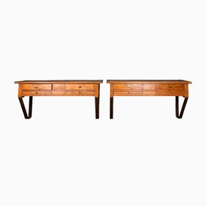 20th Century French Walnut Jewellery Makers Benches, 1920s, Set of 2
