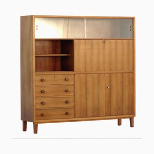 Walnut Bookcase Cabinet with Secretaire, 1960s