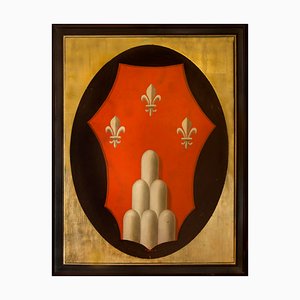 Italian Oval Coat of Arms, 1890s, Oil on Canvas & Gold Leaf