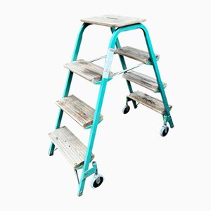 Industrial Rolling Step Ladder Stool, 1970s