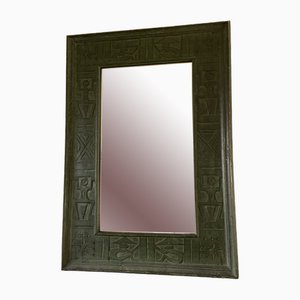 Mirror with Carved Green Wood Frame, France, 1980s