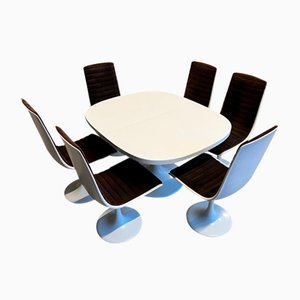 Mesa y sillas Tulip de Lübke, años 70. Juego de 7