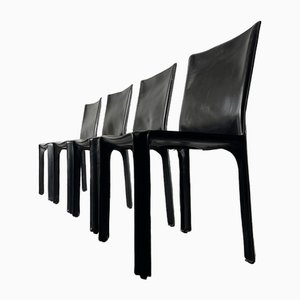CAB 412 Stühle aus Leder von Mario Bellini für Cassina, Italien, 1977, 4er Set
