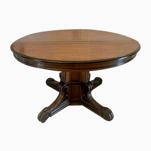 Large Victorian Figured Walnut Extending Dining Table, 1850s