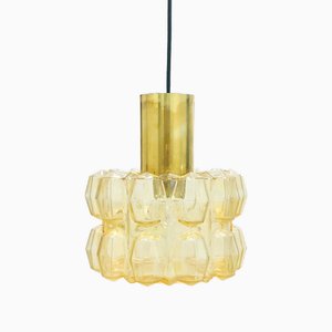 Large Amber Bubble Glass Pendant or Ceiling Light by Helena Tynell for Limburg, Germany, 1960s