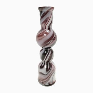 Postmodern Purple and White Murano Glass Wave Vase by Carlo Moretti, Italy, 1970s