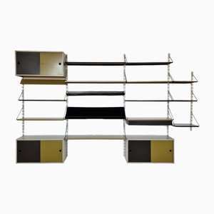 Large Black and Olive Green Wall Unit by Tjerk Rijenga for Pilastro, the Netherlands, 1960s