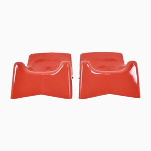 Italian Lounge Chairs in the style of Alberto Rossellini, 1960s, Set of 2