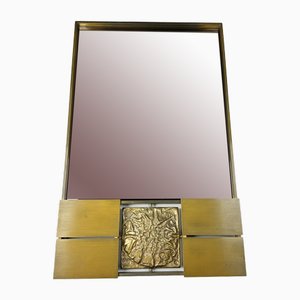 Specchio in ottone di Luciano Frigerio, anni '70