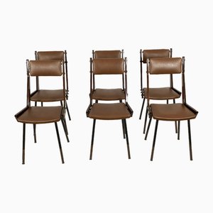 Esszimmerstühle aus Holz & Metall von Carlo Ratti, 1950er, 6 . Set