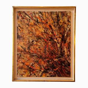 Robert Wogensky, Arbre de feu, 1960, Olio su tela, Incorniciato