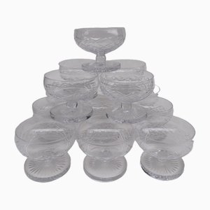 Florian Crystal Champagne Coupes from Saint Louis, 1930s, Set of 14