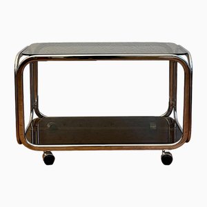 Mid-Century Chromed Metal Record Player Trolley with Two Glass Surfaces, 1960s