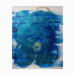 Udi Cassirer, Gold & Blue II, 2020, acrílico sobre lienzo