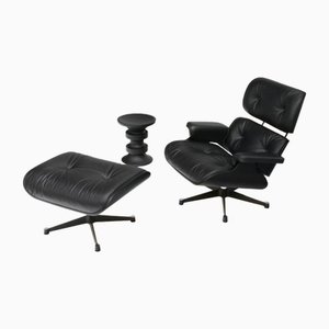 Black Collection Edition Lounge Chair & Ottoman & C Stool by Charles & Ray Eames for Vitra, 2004, Set of 3