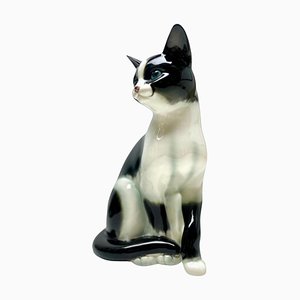 Figura de porcelana que representa a un gato, años 60