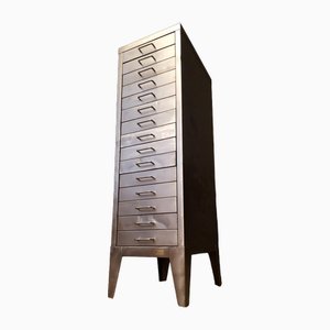 Industrial Stripped Metal 15-Drawer Filing Cabinet
