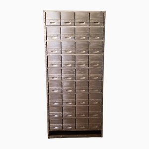Industrial Stripped Metal 36-Drawer Filing Cabinet
