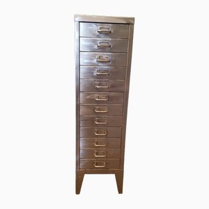 Industrial Stripped Metal 12-Drawer Filing Cabinet