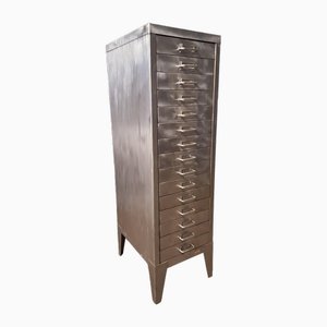 Industrial Stripped Metal 15-Drawer Filing Cabinet