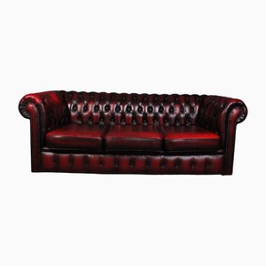Oxblood Leather Chesterfield 3-Seater Sofa