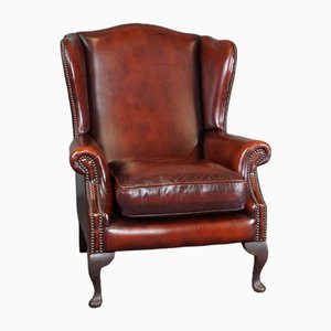 Wing Armchair in Brown Leather