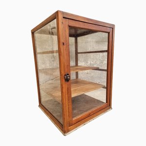 Antique Display Cabinet in Pine & Glass