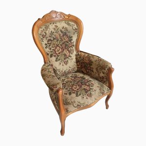 Vintage Brocade Beige Armchair