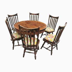 Country House Brown Table and Chairs, Set of 5