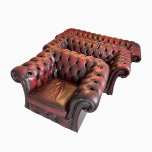 Chesterfield Club Chairs, Set of 3