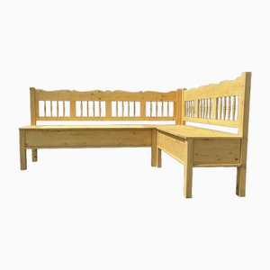 Banc Vintage en Bois Naturel en Forme de L