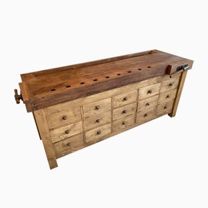 Vintage Workbench with Bank of Drawers
