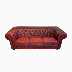 Vintage Oxblood Color Leather Sofa