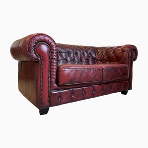 Vintage Leather Sofa in Oxblood Color