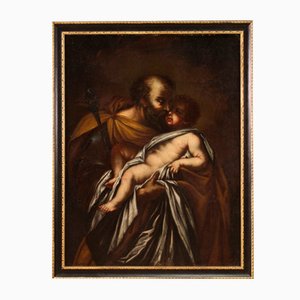 Heiliger Josef mit Kind, 1660, Öl auf Leinwand, Gerahmt