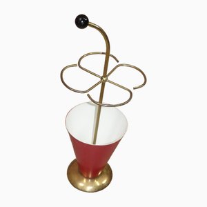 Umbrella Stand in Red Gold Glossy Brass, 1950s