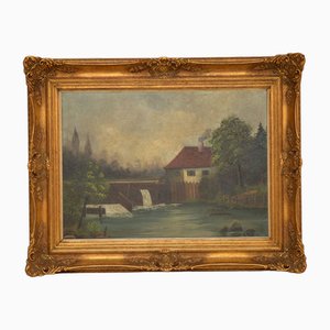 German Artist, Landscape, 1800s, Oil on Canvas, Framed